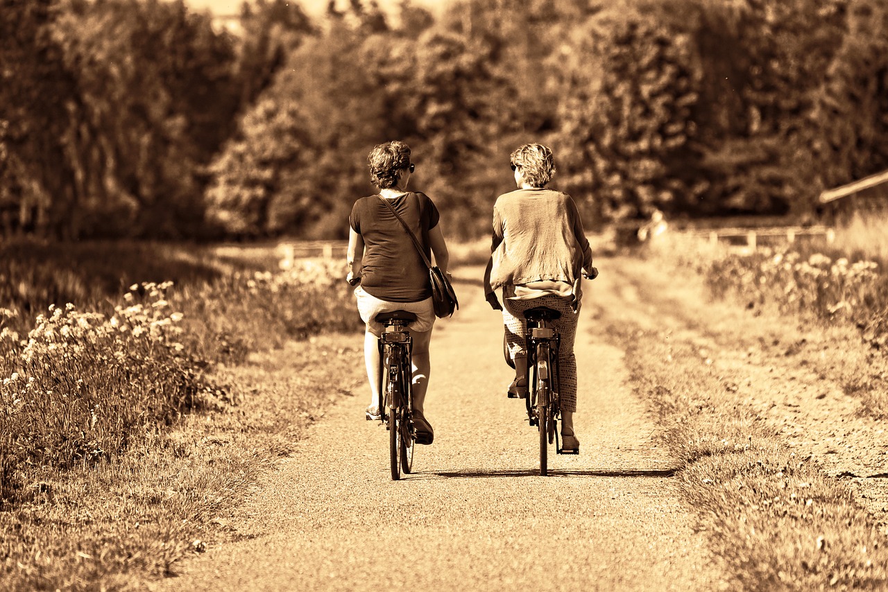 elderly bicycling